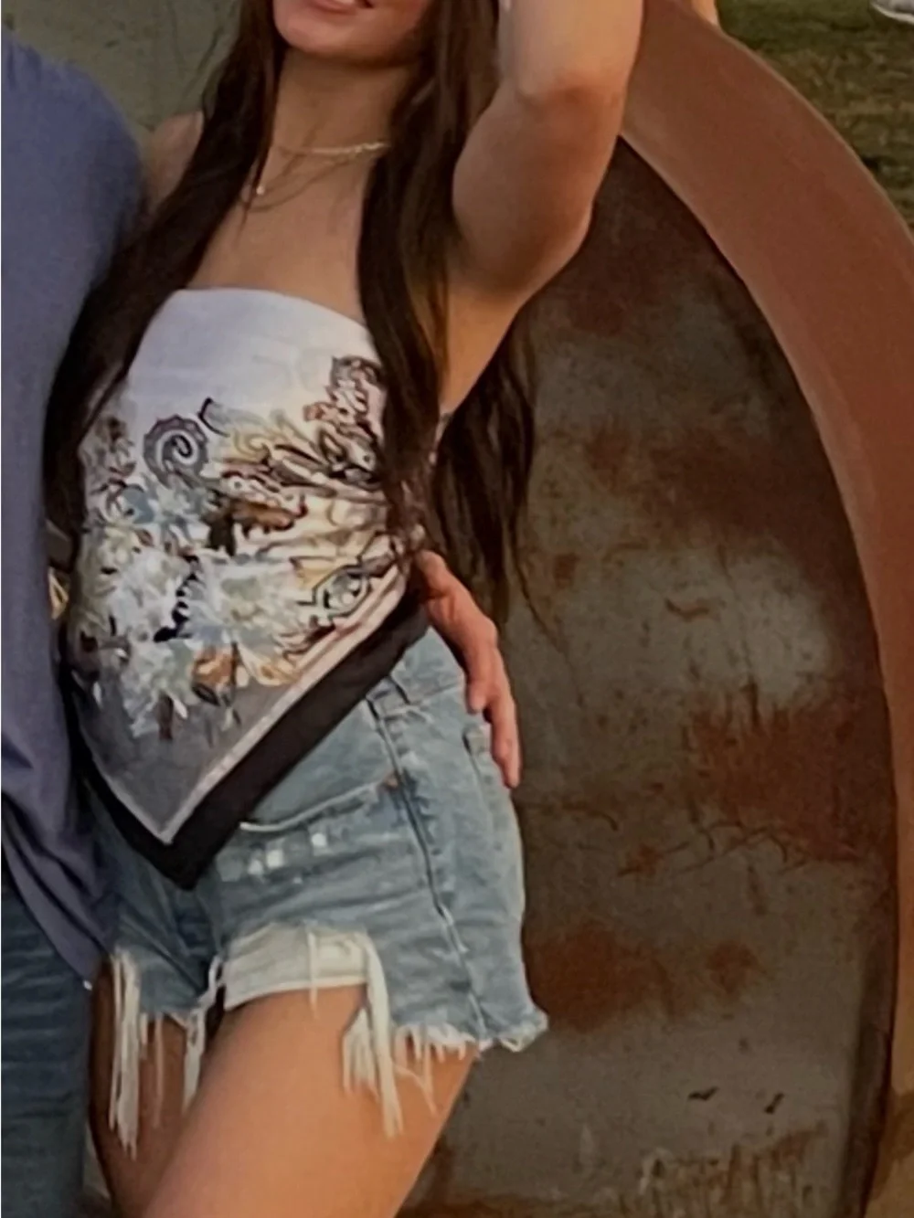 Floral Bandana Versatile Satin Scarf - Cream, Red, and other colors